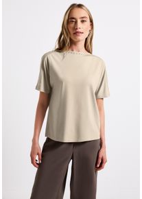 Street One Damen T-Shirtcoastal beige, casual, Gr. 40, unifarben, Jersey, Obermaterial: 95% Viskose, 5% Elasthan, Shirts, mit Nieten