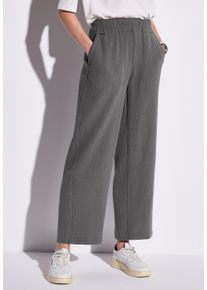 Street One Damen Stoffhoseovercast grau, casual, Gr. 42, unifarben, Web, 100% Baumwolle, Hosen, High Waist