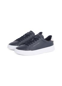 Tommy Hilfiger Herren Sneaker "TH COURT LTH DETAIL ESS", Gr. 42, blau, Leder, Lederimitat, sportlich, Schuhe, Freizeitschuh, Halbschuh, Schnürschuh