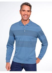 CLASSIC Herren Poloshirt "Langarm-Poloshirt", blau, Gr. 56, gemustert, gestreift, 100% Baumwolle, Shirts