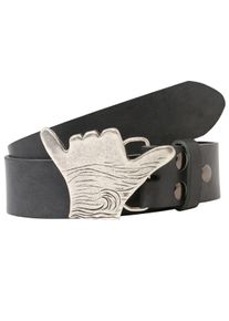 Damen Ledergürtel, grau, casual,modisch, Gr. 85, RETTUNGSRING BY SHOWROOM 019, unifarben, Leder, Gürtel, mit austauschbarer Schließe »Hang Loose«