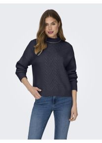 Only Damen Stehkragenpullover "ONLAMBER LS HIGHNECK KNT", blau, modisch, Gr. S, meliert, Strick, Obermaterial: 70% Polyacryl, 27% Polyester, 3%