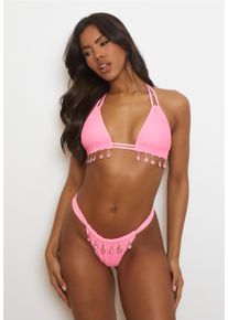 MODA MINX Damen Bikini-Hose "Selene Droplet", pink, Gr. S, unifarben, 82% Polyamid, 18% Elasthan, Badehosen, mit funkelnden Anhängern