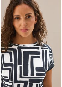 Cecil Damen T-Shirt, blau, casual, Gr. S, bedruckt, Jersey, Obermaterial: 50% Baumwolle, 50% Modal, Shirts, mit All-Over Print