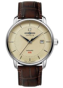 Zeppelin Herren Automatikuhr "LZ 120 Bodensee", braun, Armbanduhren, Armbanduhr, Herrenuhr, Datum, Lederarmband, Made in Germany