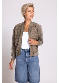 Zhrill Damen Blouson "BELL", braun, casual, Gr. M, unifarben, Web, Strick, Obermaterial: 100% Polyester, Jacken, mit gestrickter-gehäkelter Front