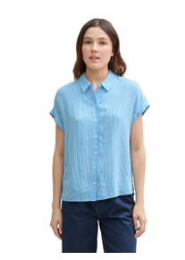 Damen Shirtblusevertical blau weiß stripe, casual, Gr. S, Tom Tailor Denim, gestreift, Web, Obermaterial: 100% Viskose, Blusen, mit weiten Ärmeln