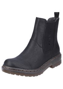 Rieker Damen Chelseaboots, Gr. 38, schwarz, Lederimitat, klassisch, Schuhe, mit Logoschriftzug am Stretcheinsatz