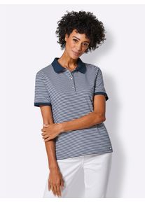 Damen Poloshirt "Lyocell-Baumwoll-Shirt", blau, Gr. 40, CREATION L PREMIUM, gemustert, mehrfarbig, gestreift, 67% Lyocell, 28% Baumwolle, 5%