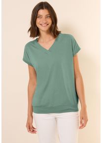 Cecil Damen T-Shirtmatcha grün, casual, Gr. XL, unifarben, Web, Stoff, 50% Baumwolle, 50% Modal, Shirts, im soften Baumwoll-Mix