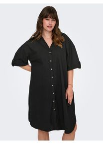 Only CARMAKOMA Damen Blusenkleid "CARCOCO SS BLK SHIRT DRESS WVN", schwarz, modisch, Gr. 48, unifarben, Web, Obermaterial: 100% Baumwolle, Kleider
