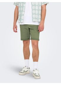 Only & Sons ONLY & SONS Herren Chinoshorts "ONSPETER LIFE REGULAR 0013 SHORTS NOOS", grün, casual, Gr. XXL, unifarben, Web, Obermaterial: 98% Baumwolle, 2%