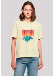 F4NT4STIC Damen T-Shirt "Berg Sonnenuntergang Geometrisch", gelb, casual, Gr. M, Obermaterial: 100% Baumwolle, Shirts, Premium Qualität