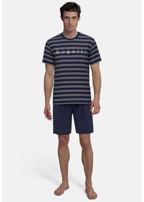 Bugatti Herren Shorty "Turin", Gr. 48braun, mittel, ringel, Single Jersey, Obermaterial: 95% Baumwolle, 5% Elasthan, gestreift, unifarben, casual,