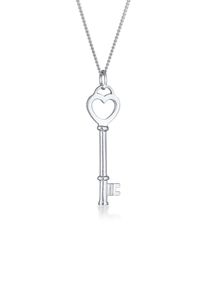 Elli Damen Kette mit Anhänger "Schlüssel Herz Liebesschlüssel 925 Silber", 45, ohne Stein, Silber 925 (Sterlingsilber), L: 45cm, silber, Silber 925