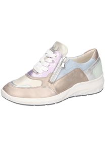 Waldläufer WALDLÄUFER Damen Keilsneaker "M-TONIA", Gr. 5, gold, Glattleder, Lackleder, Nubukleder, metallic, mehrfarbig, sportlich, Schuhe, Schnürschuh,
