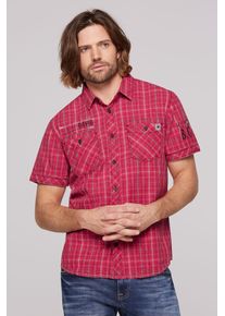 CAMP DAVID Herren Kurzarmhemd, rot, casual, Gr. XL, bedruckt, kariert, Material: 100% Baumwolle, Hemden, aus Baumwolle