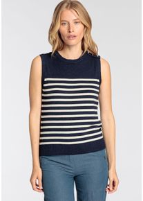 DELMAO Damen Pullunder, blau, feminin, Gr. 36, gestreift, mehrfarbig, Feinstrick, Obermaterial: 70% Viskose, 30% Polyamid, Pullover, mit maritimen