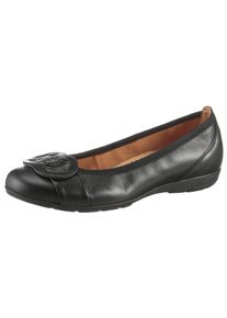 Gabor Damen Ballerina, Gr. 39, schwarz, Nappaleder, unifarben, modisch, Schuhe, flache Schuhe, Slipper mit Hovercraft Luftkammern-Laufsohle
