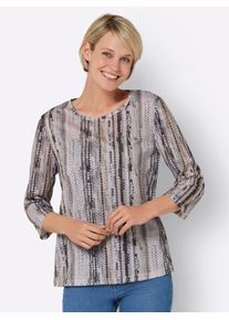 Classic Basics Damen 3/4-Arm-Shirt "3/4-Arm-Shirt", beige, Gr. 40, gemustert, 100% Polyester, Shirts