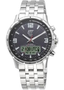 ETT Herren Funkchronograph "Professional", silber, Armbanduhren, Armbanduhr, Herrenuhr, Stoppfunktion, Datum, Solar, Edelstahlarmband