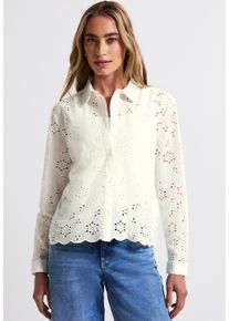 Street One Damen Langarmbluse, weiß, casual, Gr. 38, unifarben, Web, 100% Baumwolle, Blusen, aus reiner Baumwolle