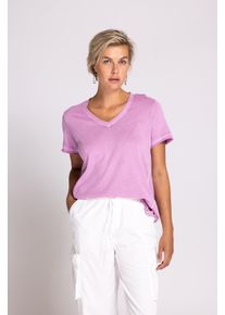Zhrill Damen T-Shirt "SVANA", lila, casual, Gr. S, unifarben, Single Jersey, Obermaterial: 100% Baumwolle, Shirts, in Doppellayer-Optik