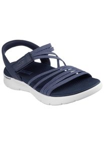 Skechers Damen Sandale "GO WALK FLEX SANDAL", Gr. 36, blau, Textil, Lederimitat, meliert, casual, Schuhe, Schlupfschuh, Sommerschuh, Plateausandale