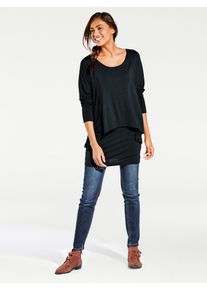 Heine Damen Rundhalsshirt "Rundhals-Shirt", schwarz, Gr. 40, unifarben, 95% Viskose, 5% Elasthan, Shirts