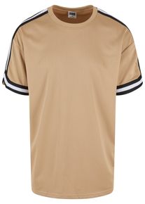 Urban Classics Herren T-Shirt "Urban Classics Herren Oversized Stripes Mesh Tee", beige, casual, Gr. XXL, gestreift, 100% Polyester, Shirts