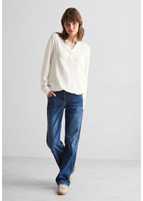 Cecil Damen Langarmbluse, weiß, casual, Gr. XL, unifarben, Stoff, 100% Viskose, Blusen, aus softer Viskose