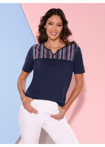 Classic Basics Damen Tunikashirt "Shirttunika", blau, Gr. 42, gemustert, ethno, mehrfarbig, 100% Baumwolle, Shirts