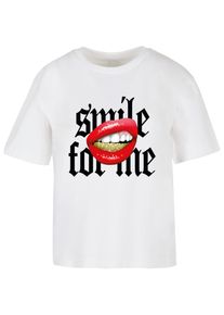 MISS TEE Herren T-Shirt "Miss Tee Damen Smile For Me Tee", weiß, casual, Gr. L, bedruckt, 100% Baumwolle, Shirts