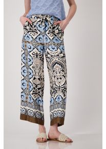 monari Damen 7/8-Hose "Hose Ornament 68cm", schwarz, modisch, Gr. 36, gemustert, mehrfarbig, Web, Obermaterial: 100% Viskose, Hosen, Mit elastischem