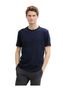 Tom Tailor Herren T-Shirt, blau, casual, Gr. XXL, unifarben, Single Jersey, Obermaterial: 100% Baumwolle, Shirts, mit Logo Stickerei