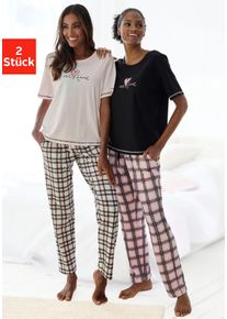 Vivance Dreams Damen Pyjama, Gr. 32, bunt, Single Jersey, Obermaterial: 100% Baumwolle, casual, Homewear-Sets, im Doppelpack mit Karomuster