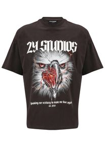 2Y STUDIOS Herren T-Shirt "2Y Studios Herren Eagle Oversize Tee", schwarz, casual, Gr. XL, bedruckt, 100% Baumwolle, Shirts