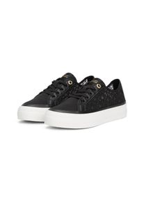 Tommy Hilfiger Damen Plateausneaker "VULC EMBROIDERED SNEAKER", Gr. 35, schwarz, Textil, Lederimitat, sportlich, Schuhe, Freizeitschuh, Halbschuh,