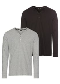 H.I.S. H.I.S Herren Henleyshirt, grau, Basic, Gr. XXXL, Jersey, Obermaterial: 100% Baumwolle. Obermaterial Melange: 90% Baumwolle, 10% Viskose, Shirts, mit