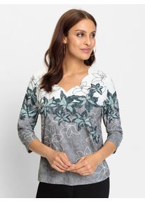 Lady Damen Print-Shirt "Shirt", blau, Gr. 38, geblümt, gemustert, mehrfarbig, 95% Polyester, 5% Elasthan, Shirts
