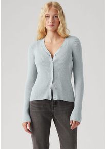 Levi's LEVI'S Damen Longstrickjacke "TULIP CARDIGAN", blau, casual, Gr. L, Strick, Obermaterial: 80% Baumwolle, 17% Polyamid, 3% Elasthan, Strickjacken