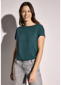 Cecil Damen T-Shirt, grün, Basic, Gr. XXL, unifarben, Web, Stoff, 50% Baumwolle, 50% Modal, Shirts, mit Tunnelzug am Saum