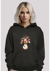 F4NT4STIC Damen Kapuzenpullover "Rosa Frühlingsblumenstrauß in Vase", schwarz, casual, Gr. L, Obermaterial: 65% Baumwolle, 35% Polyester, Pullover,