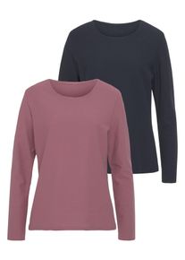 Lascana Damen Langarmshirt "mit Streifenstruktur", transparent, Basic, Gr. 36, unifarben, Jersey, Obermaterial: 100% Baumwolle, Shirts, aus weicher