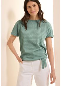 Cecil Damen T-Shirtmatcha grün, casual, Gr. XS, unifarben, Jersey, Obermaterial: 65% Polyester, 32% Baumwolle, 3% Elasthan, Shirts, in Smok-Optik und