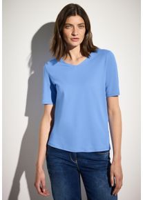 Cecil Damen T-Shirt, blau, Basic, Gr. XXL, unifarben, Web, 100% Baumwolle, Shirts, aus reiner Baumwolle