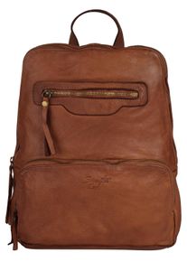 Samantha Look Cityrucksack, braun, Rindsleder, Leder, unifarben, leicht glänzend, casual, Rucksäcke, echt Leder, Made in Italy