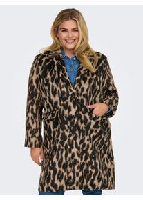 Only CARMAKOMA Damen Kurzmantel "CARVALBORG ANIMAL LIFE COAT OTW", schwarz, casual, Gr. M, animal-print, Web, Obermaterial: 95% Polyester, 5% Wolle,