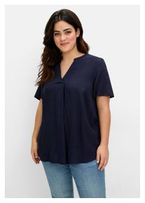 sheego Damen Tunika "Große Größen", blau, casual, Gr. 50, unifarben, Obermaterial: 100% Viskose (LENZING ECOVERO), Tuniken, mit Kellerfalte und