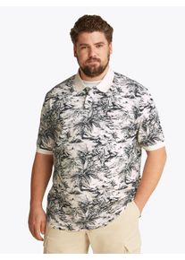 Tommy Hilfiger Big & Tall Herren Poloshirt "BT-AOP LINEN REG POLO-B", blau, casual, Gr. 4XL, TOMMY HILFIGER BIG & TALL, Obermaterial: 75% Baumwolle, 25% Leinen, Shirts, Große